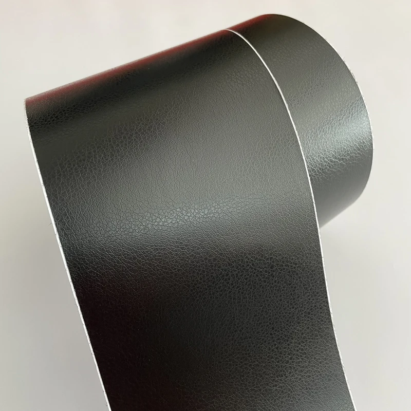 10cm Width Fine Grain Black Leather Wrap Adhesive Vinyl Sticker Film with Air Release Bubbles Free