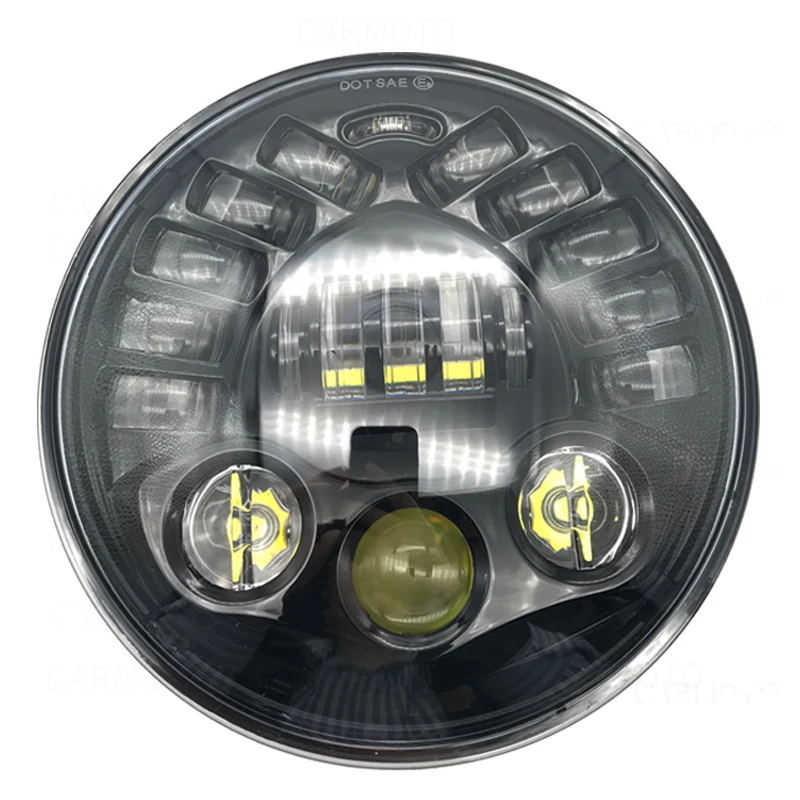 2xFor Lada Niva 7inch Led Headlight Hi/Low Beam Light Halo Angle Eyes DRL Headlamp For Mecesdes Benz-G Land Rover Honda CB550