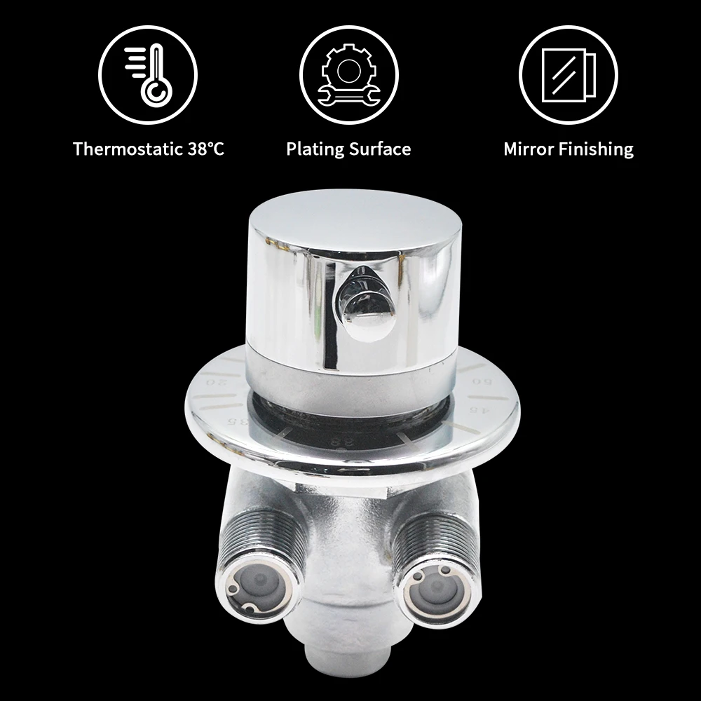 مطلي بالكروم الصلبة النحاس G 1/2 "ترموستات خلاط صمام للحمام دش صنبور ثرموستاتي التحكم في درجة الحرارة صمام استبدال #3