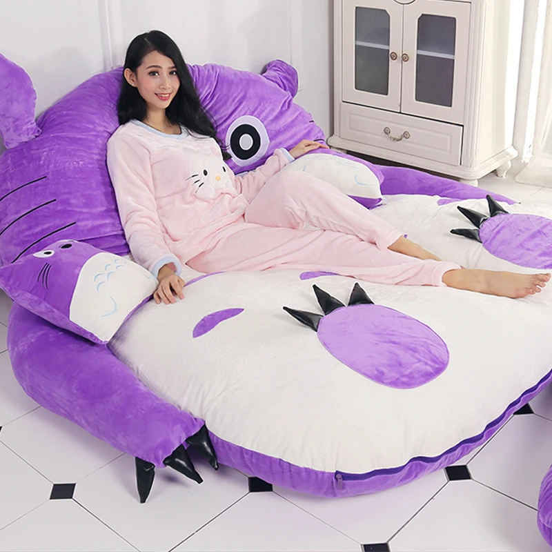 Cartoon mattress Totoro lazy sofa bed Suitable for children tatami mats cute purple mattress bedroom soft comfortable sofa bed