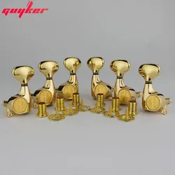 Guyker 3R3L Guitar Machine Heads 1:21 Sealed Tuning Key Pegs Tuners Set Replacement for ST TL SG Style Electric Guitars Gold