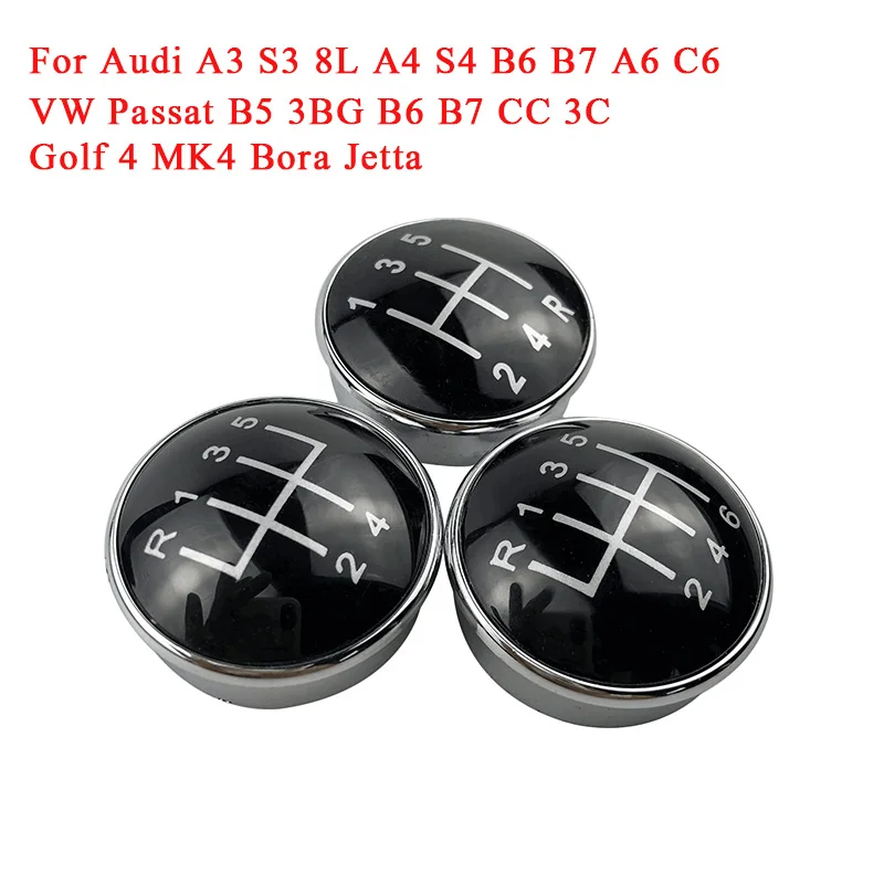 Gear Shift Knob Badge Emblem Cap Cover For Audi A3 S3 8L A4 S4 B6 B7 A6 C6 VW Passat B5 3BG B6 B7 CC 3C Golf 4 MK4 Bora Jetta