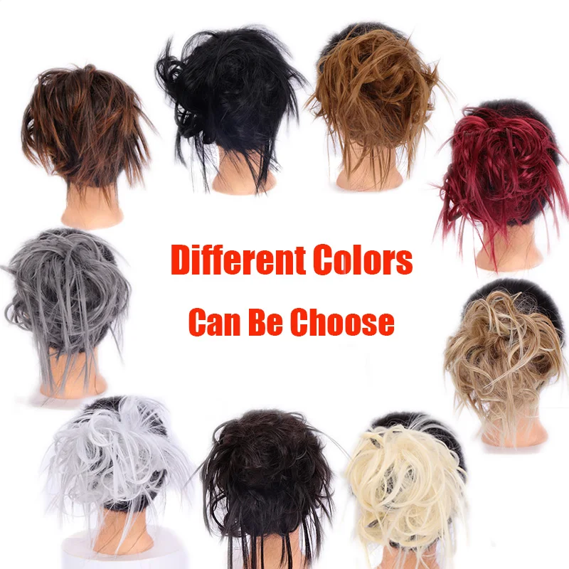 LUPU moño sintético Scrunchie desordenado banda elástica para el pelo moño recto Updo peluca alta temperatura fibra Natural pelo falso