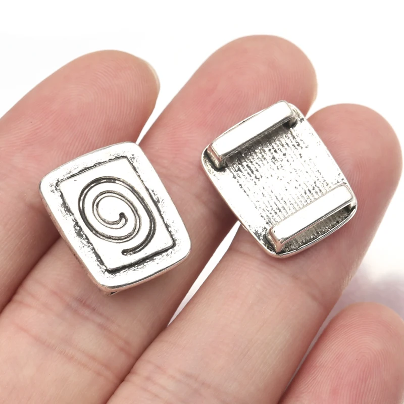 10 قطعة الفضة التبتية دوامة Patter المتزلج خرزة مباعدة ل 10 مللي متر سلك جلد مسطح سوار ذاتي الصنع خمر صنع المجوهرات اكسسوارات #6