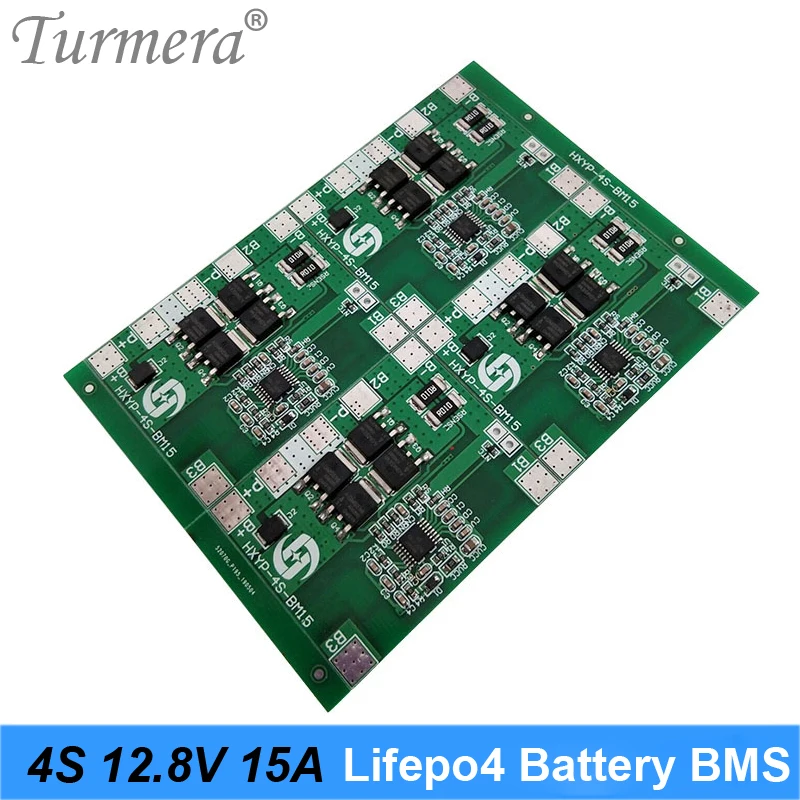 Turmera 4S 15A 12.8V 14.4V 32650 32700 Lifepo4 Battery BMS for Electric Boat Uninterrupted Power Supply 12V Solar Panel Battery