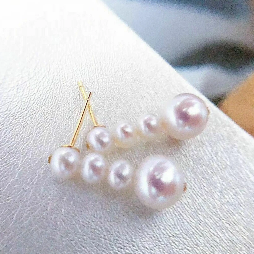 

Coveted Gorgeous Handmade South Sea White 4-5mm&9-10mmGenuine Pearl Stud Dangle/Drop Earrings Suitable For Any Occasion
