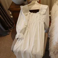 New  Elegant Sweet Cotton Long Nightgowns For Women Long Sleeve Vintage Embroidery Nightshirts Comfortable Night Dress - Image 6