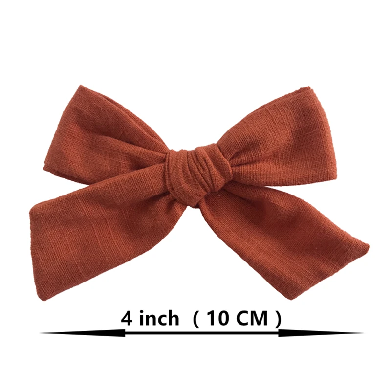 Pinces à cheveux en lin, 2 pièces, 4 pouces, pour bébé fille en bas âge, nœud de queue de cochon, Barrettes, accessoires pour cheveux