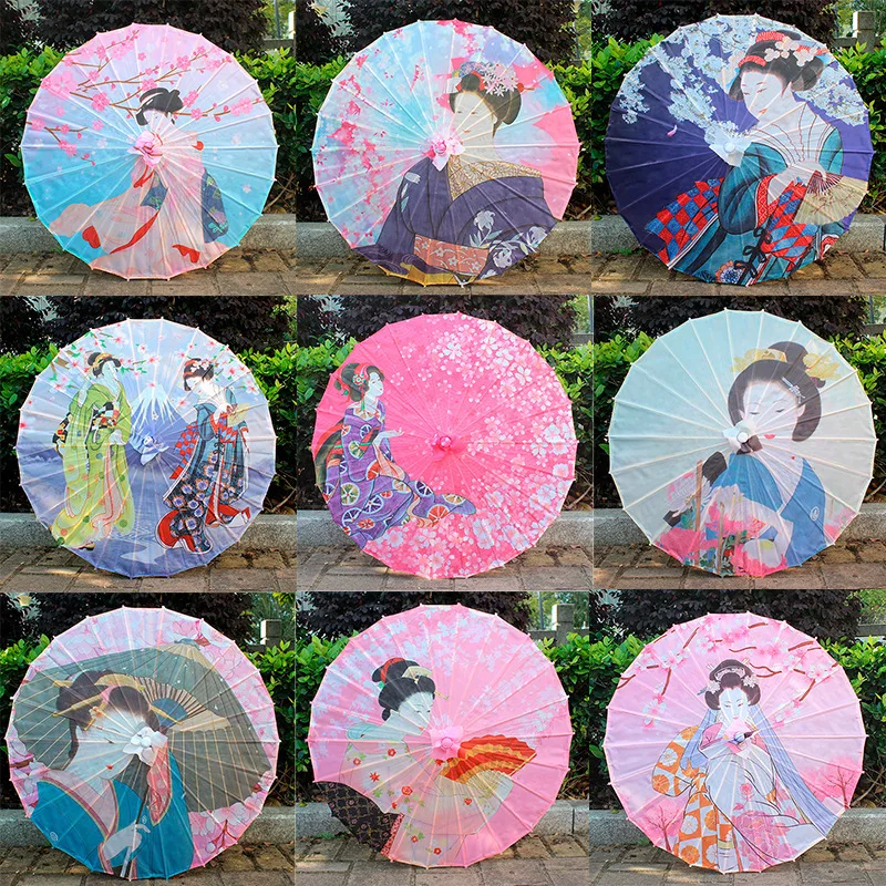 Japanese waterproof beach shade umbrella Sakura rainproof oil paper umbrella lady Japanese hotel ceiling decor parasol cosplay