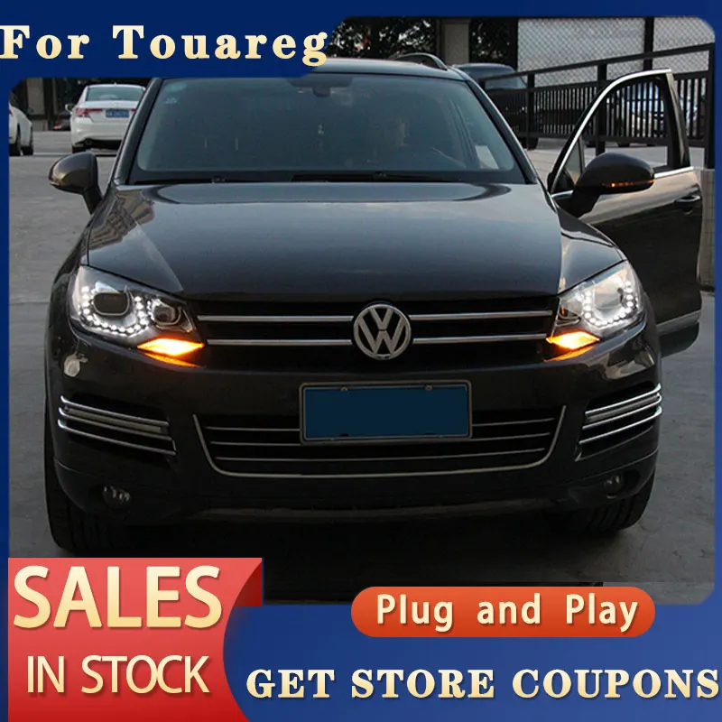 For VW Touareg LED Head light 2011-2015 Touareg LED DRL Hid Option Head Lamp Angel Eye Bi Xenon Beam Accessories