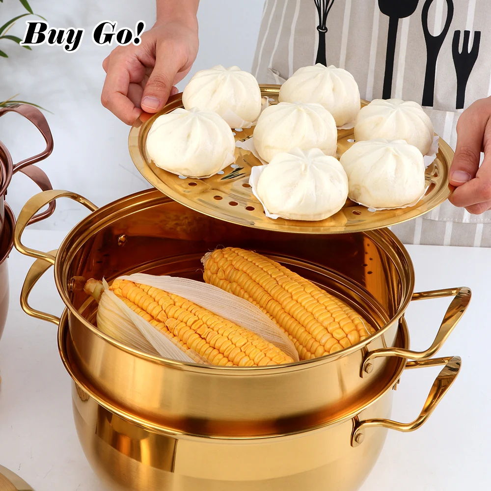 3 Layers Multifunction Steamer Pot Stainless Steel Cookware Boiler Soup Pot Universal for Induction Cooker Gas Stove