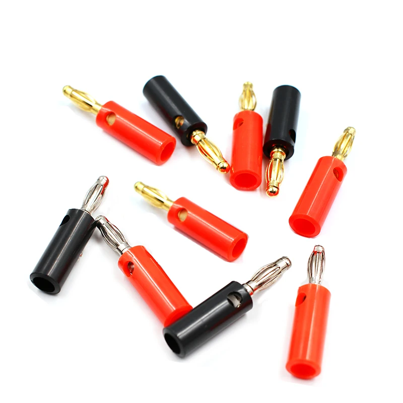 Audio Speaker Screw Banana Gold Plate Plugs Connectors 4mm IN STOCK Black Red Facotry Online Wholesale Golden