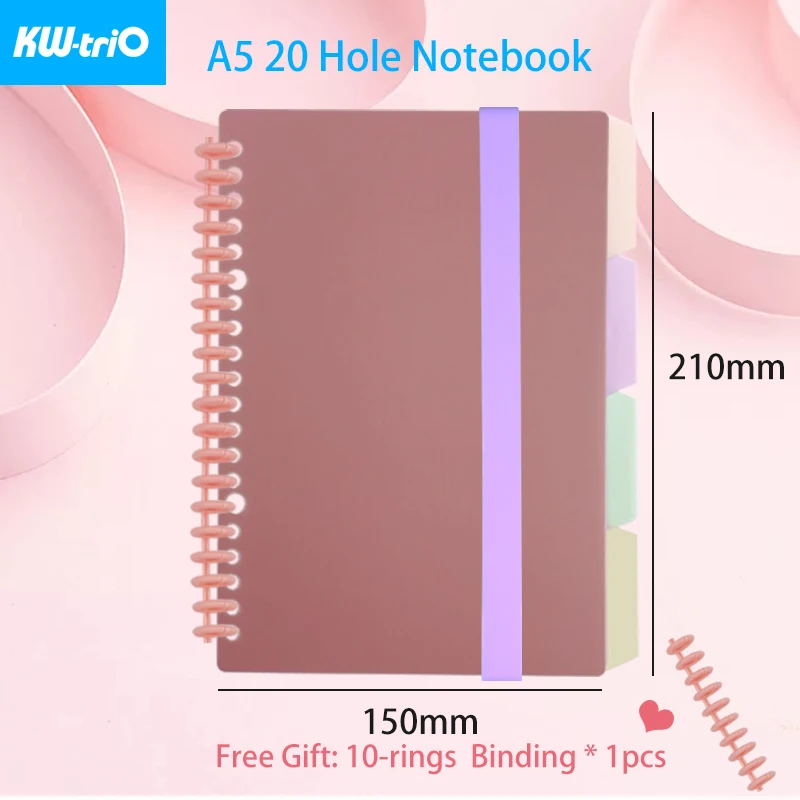 KW-triO A5 Loose-leaf Notebook Dot Grid Inner Page 60 Sheets Elastic Strap Divider Page Diary Planner Binder School Accessories