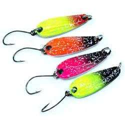 4pcs Mini Spoon Jig Trout Bass Winter Tackle Fishing Lure Set Metal Single Hook Spinnerbait Stream Artificial Bait Hard Wobbler