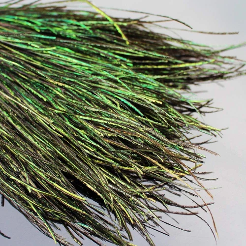 Imagen 1 del producto 4 g/bolsa Natural pavo real Herl pluma alambre mosca atado Material para atar ninfas Baitfish serpentinas pesca señuelo cebo verde oliva