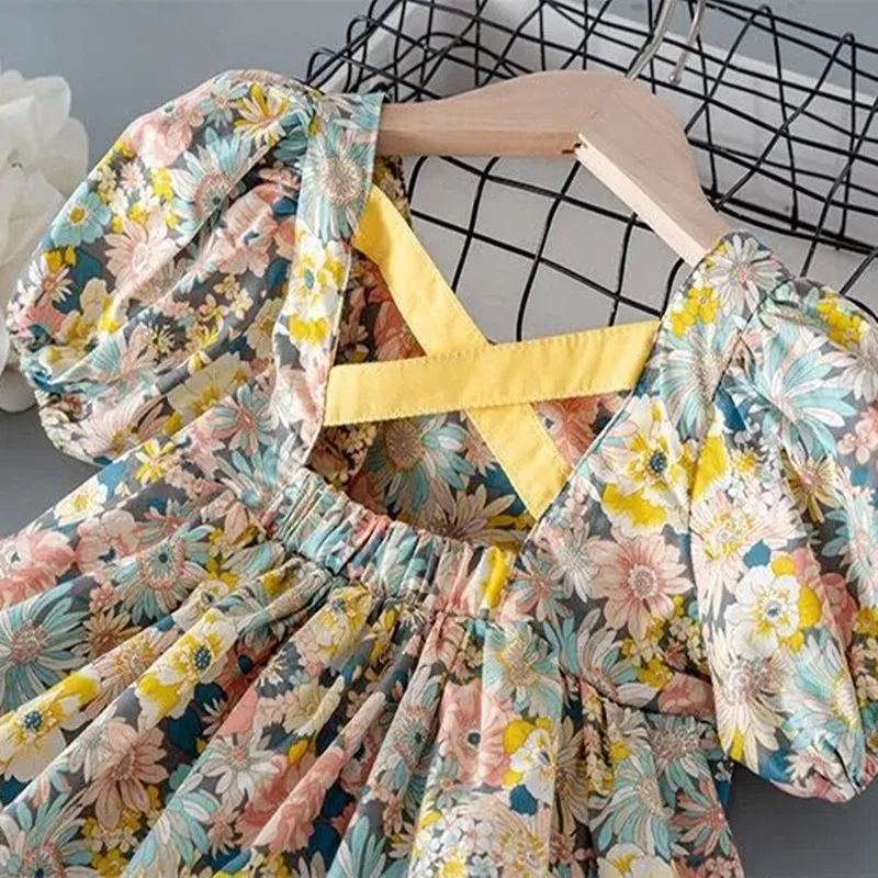 Lawadka New Summer Kids Girls Dress Print Floral Bow Dresses For Girls Fashion Princess Girls\' Children Clothing 2022