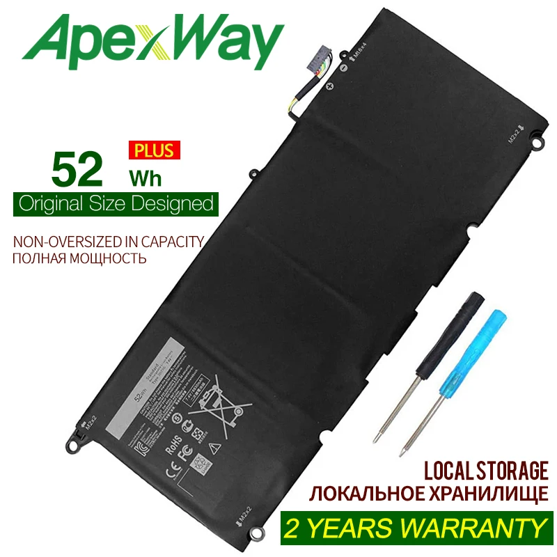 

90V7W JHXPY JD25G 090V7W Аккумулятор для ноутбука Dell XPS 13 9343 XPS13 9350 13D-9343 P54G 0N7T6 5K9CP RWT1R 0DRRP 52WH