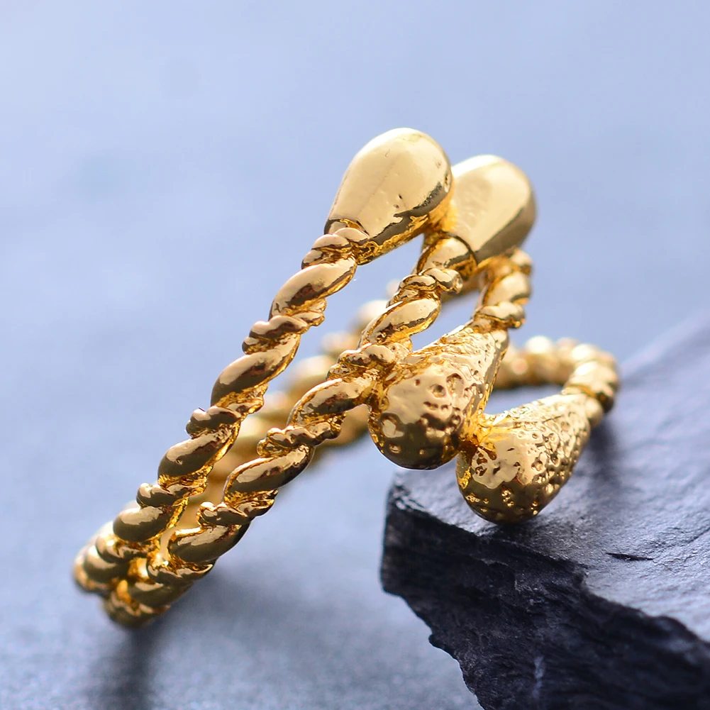 Dubai Gold Color Rings For Women African Jewelry Ethiopian Gold Color Wedding Bigger Rings Openable