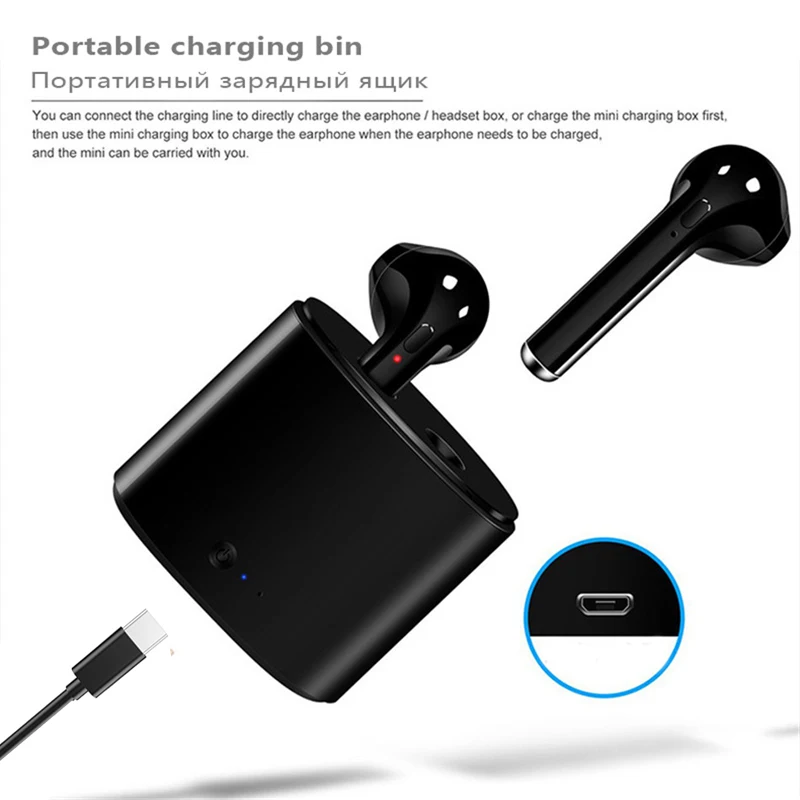 i7s tws Wireless Headphones Bluetooth 5.0 Earphones sport Earbuds Headset With Mic Charging box Headphones For all smartphones