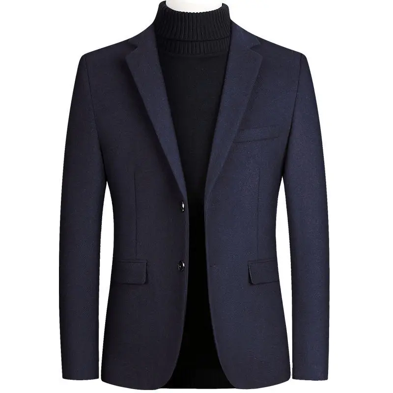 Fashion Mens Coats and Jackets Male One Piece Blazer Top Wool Blends Suit Men Jacket Spring Smart Casual Coat Solid Two Buttons