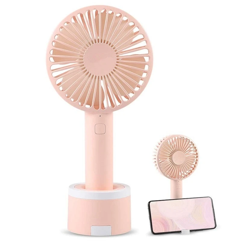 

Mini Handheld Fan USB Rechargeable Small Personal Portable Table Fan With A Fixed Base To Put The Phone For Travel Office Room