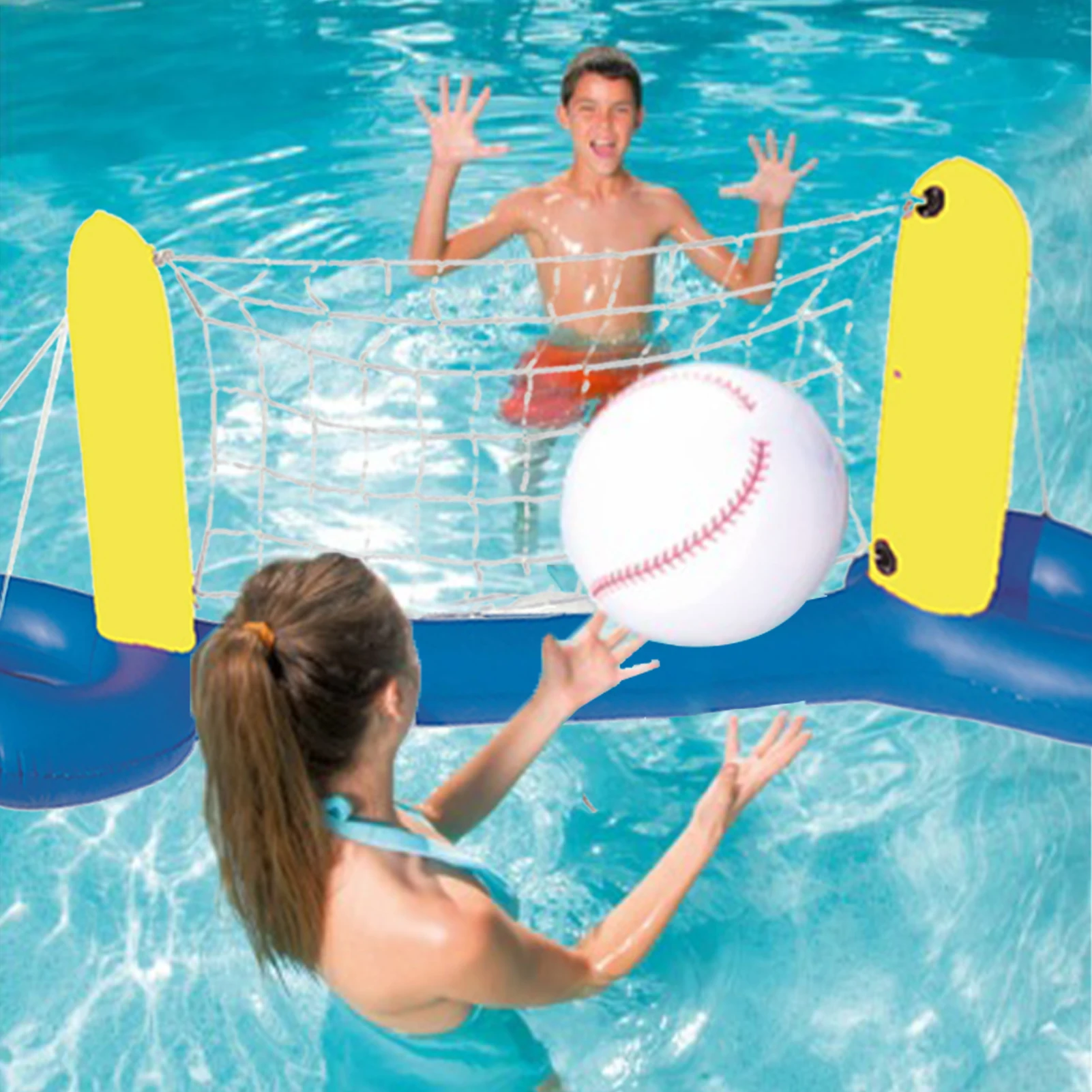 Filet de volley-ball pour enfants et adultes, ensemble de flotteurs de piscine pour enfants et adultes, jeu de natation sportif amusant en plein air, jouet d'été