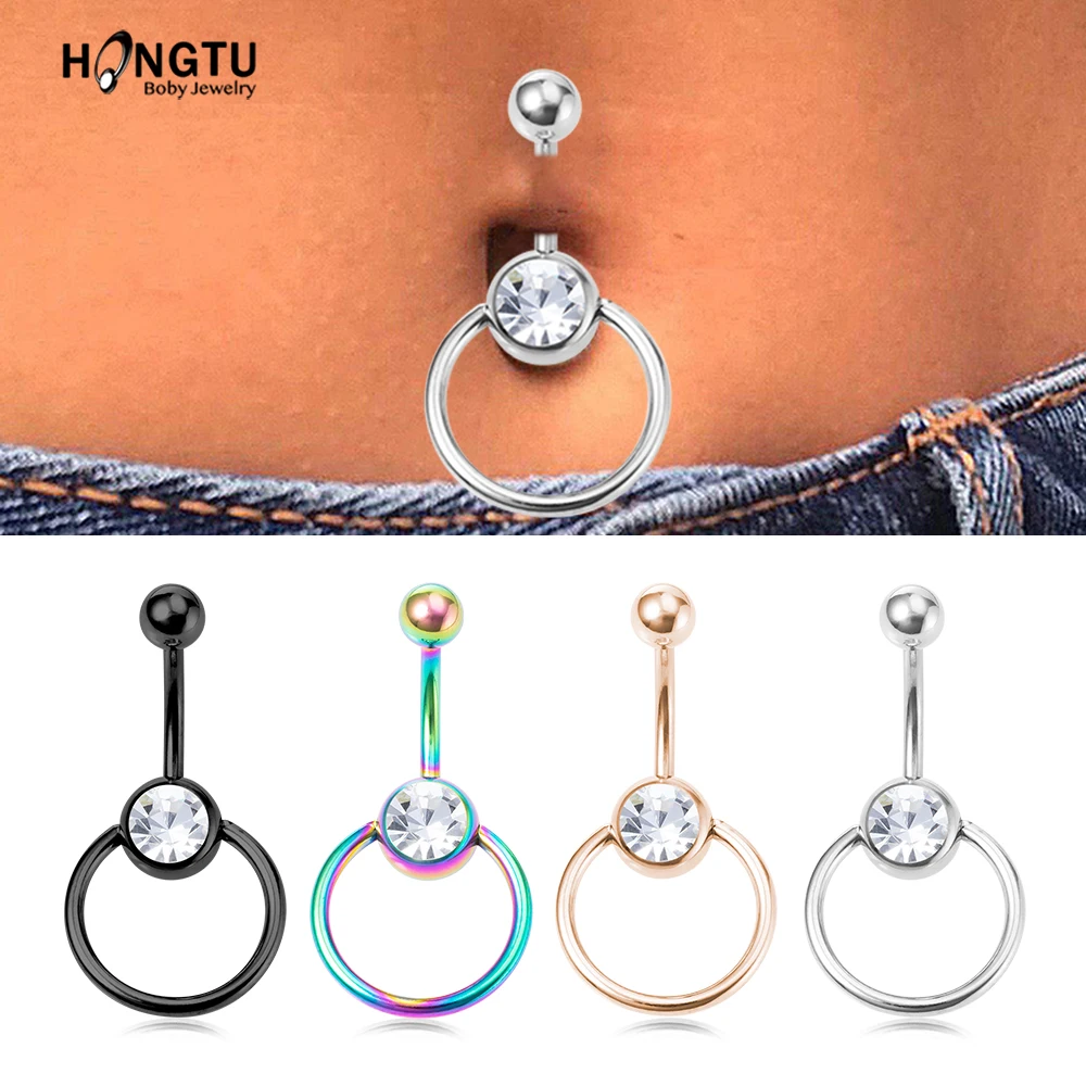 1PC 2022 Hot 14G Captive Bead Ring Piercing Belly Button Navel Retainer with CZ CBR Belly Button Rings Surgical Steel Navel Ring