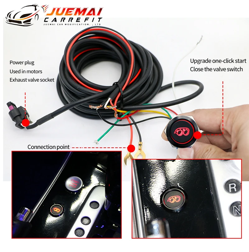 JUEMAI Electronic Exhaust Valve Muffler System Remote Control with Bypass Silencer Stainless Steel Universal 51 60 63 MM