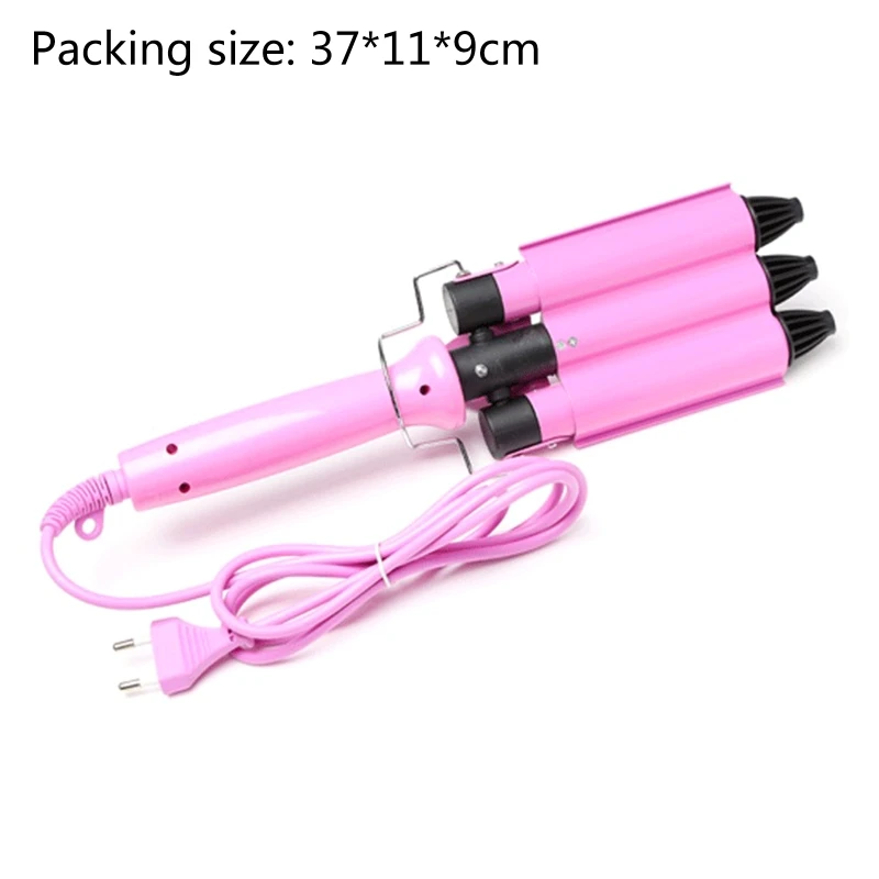 22มม.3 Barrel Hair Curler Waver อุณหภูมิ Curling Iron Wand EU Plug