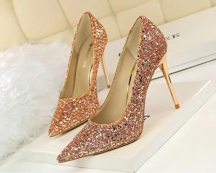 2024 New Women Pumps Glitter Crystal High Heels For Women Shoes Gold Black Elegant Wedding Chaussures Femme Stiletto 10CM