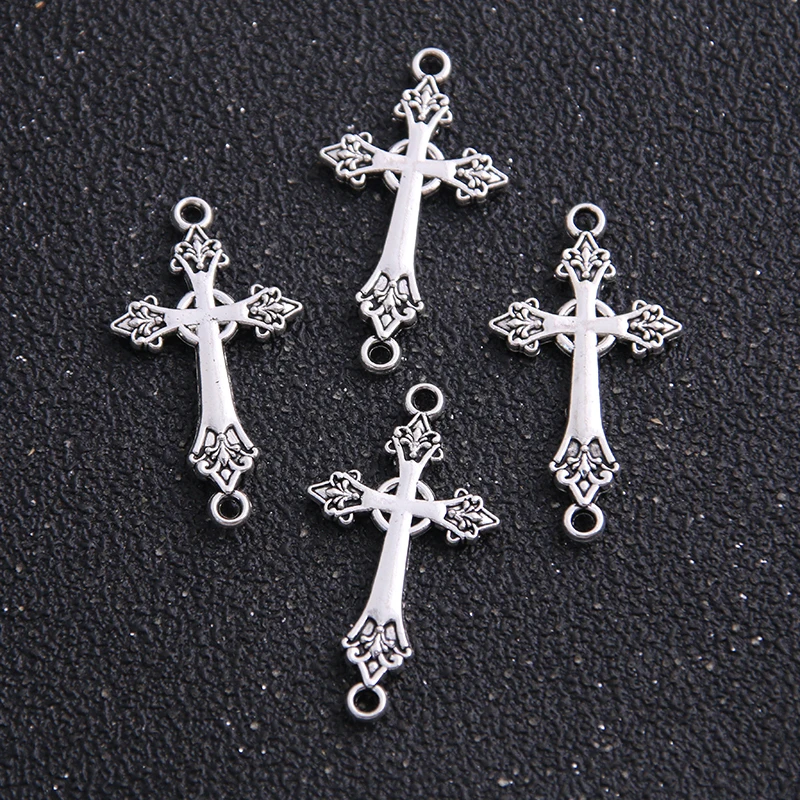 12pc 16*30mm Cross Charm Metal Fashion Charms Connectors for Bracelets DIY Jewelry Making Religious Cross Charm