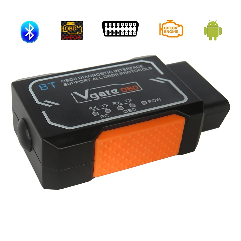 

ELM327 Bluetooth V1.5 Auto Diagnostic Tools Vgate OBD2 Scanner Chip PIC18F2480 For Android/iOS Elm 327 V 1.5 OBD 2 Code Readers