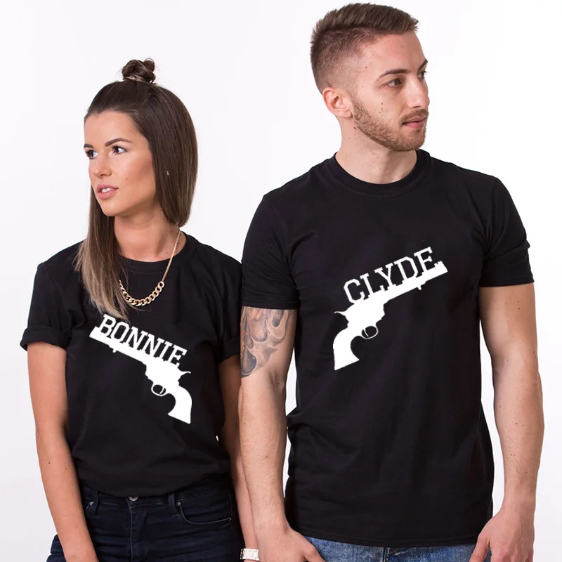 Bonnie and Clyde T-Shirts Couple Matching Tshirt Funny Wedding Top Tee Good Quality Unisex Casual Summer