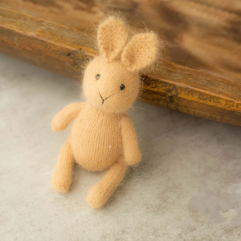 Accessoires de photographie pour nouveau-né, poupée lapin tricotée, Mohair de dessin animé, jouet, accessoire de photographie, prise de vue en Studio