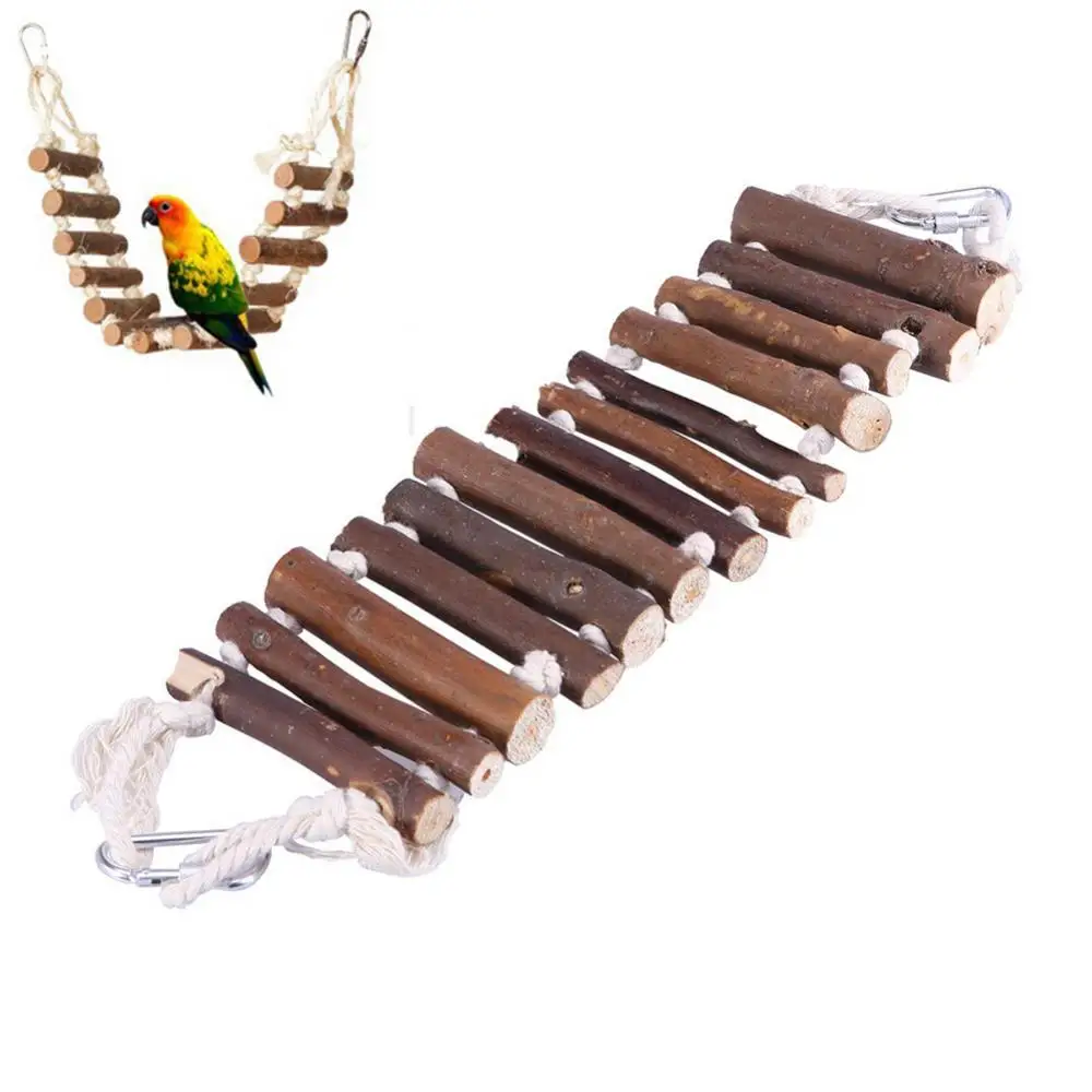 

Pet Bird Parrot Wooden Rope Ladder Suspension Bridge Swing Toy Cage Decor Hanging Ladder Grey Parrot Standing Resting Place