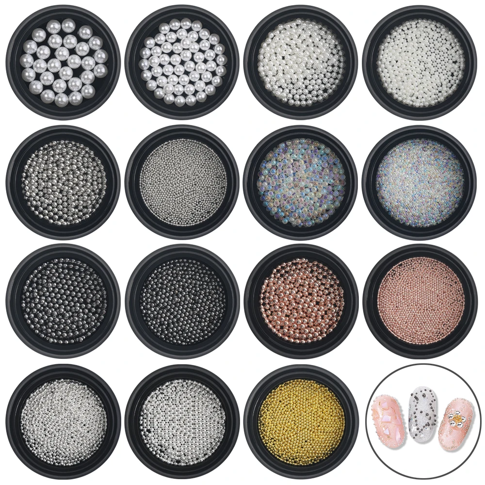 Beads for Nails Micro Metal 0.8-3.0mm 3D Studs Alloy Nail Art Jewelry Charms Supplies  Manicure Decorations Steel Caviar Ball