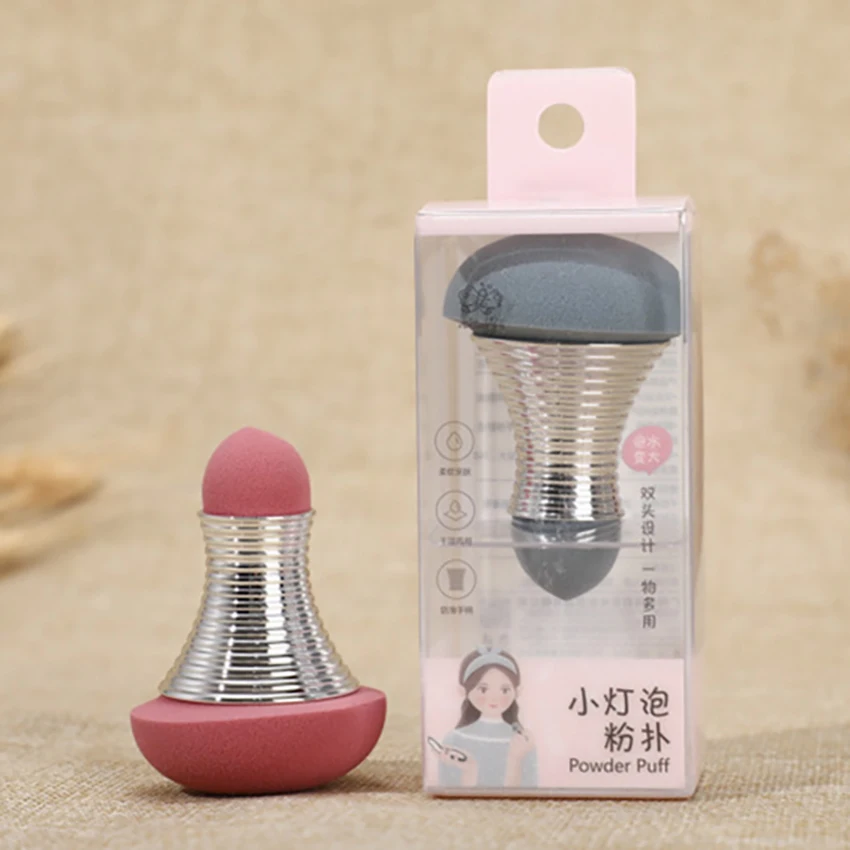 1pc criativo lâmpada forma pó puff dupla cabeça anti-deslizamento maquiagem esponja sopro bb creme cosméticos pó sopro beleza ferramentas