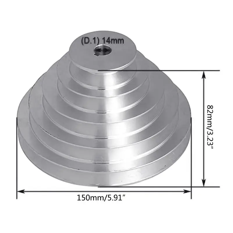 Aluminum A Type 5 Step Pagoda Pulley Wheel 150mm Outer Dia for Timing V-Belt