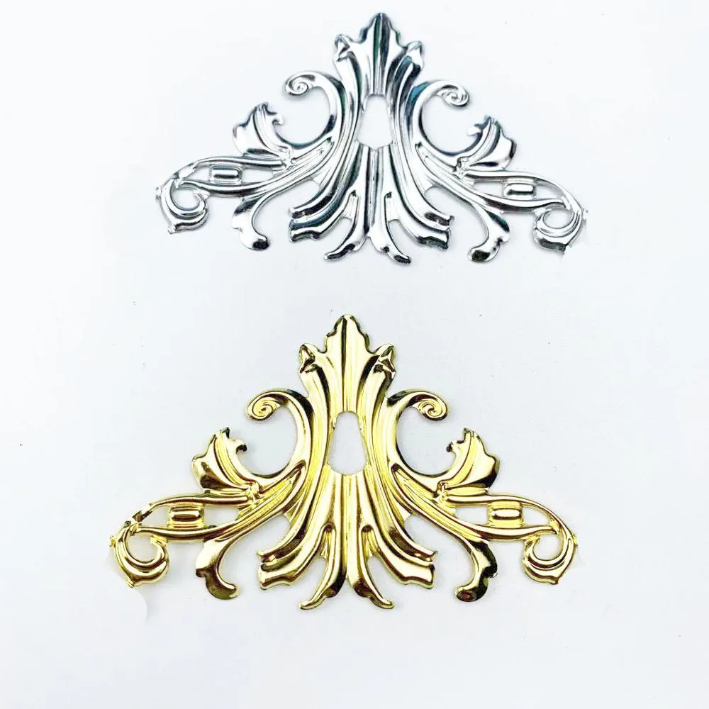 10 sztuk/partia 45x78mm metalowe filigranowe kwiaty kromka Charms baza ustawienie biżuteria DIY komponenty ustalenia