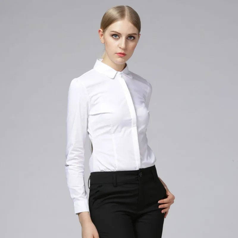 Ruoru Elegant Bodysuits for Women Office Lady Work White Body Shirt Long Sleeved Bodycon Fashion Tops and Blouses Female Clothes