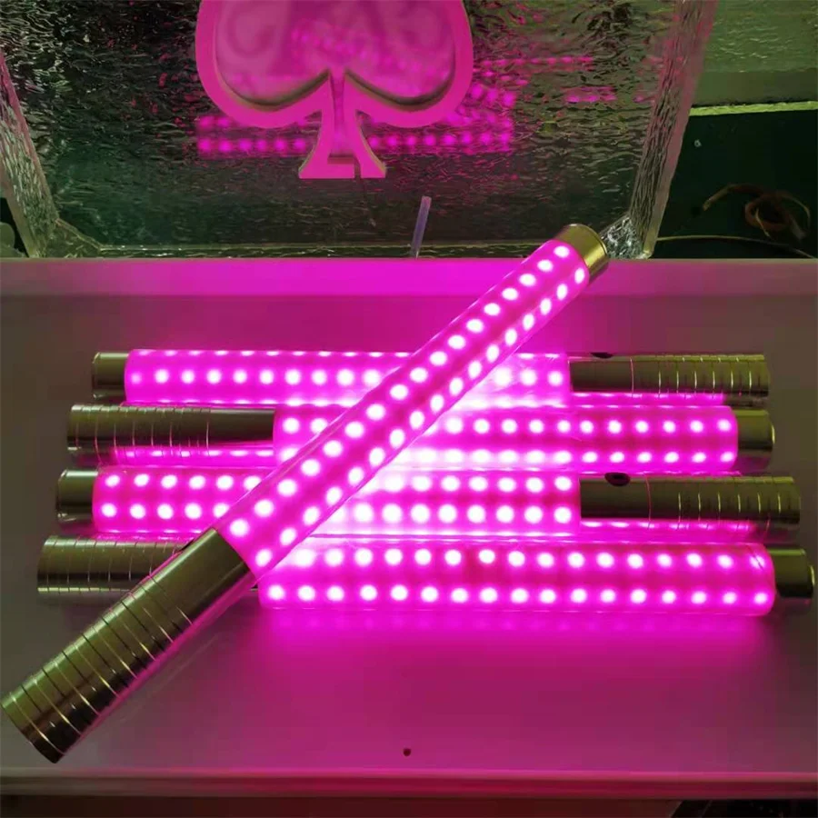 Thrisdar Pink Color Bar Champagne Service Light Aluminium Metal Nightclub Led Strobe Baton Flash Stick Bottle Sparklers