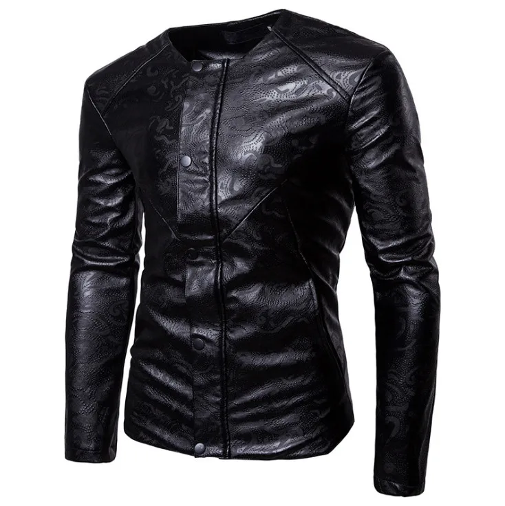 Men Leather Jacket Fashion Black PU Motorcycle Leather Jacket England Style Slim Male Jacket PU Clothing chaqueta cuero hombre