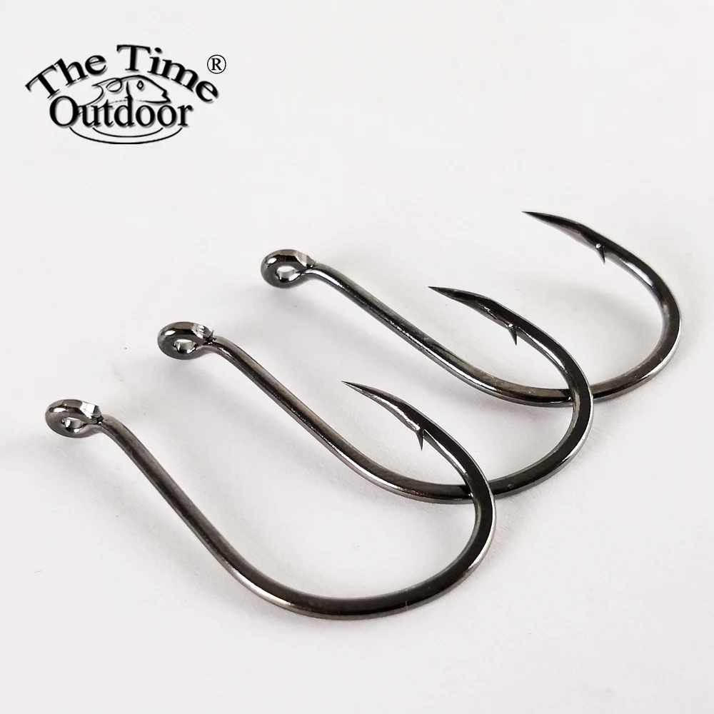 100pcs Thetime Octopus Fishing Offset Hooks Strong Pull High Carbon Jig Barbed Saltwater Single Hook Accessories Carp Tackle