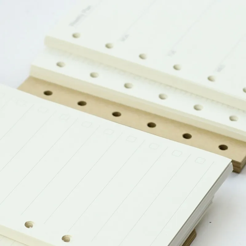 A5 6 Hole Binder Notebook Inner Paper Core Loose Leaf Refilling Page Diary Line Grid Dots Blank Todo Planner Refill Papers