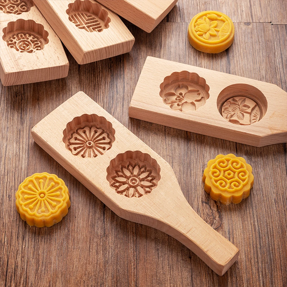 Wooden Cookie Mold Printing Models Biscuit Baking Mold Embossing Moon Cake Small Pastry Molds Baking Supplies Cake Designs Decor