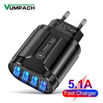 4 USB 45W USB şarj hızlı şarj QC 3.0 duvar şarj iPhone 15 14 Samsung Xiaomi cep 4 port ab abd Plug adaptörü seyahat