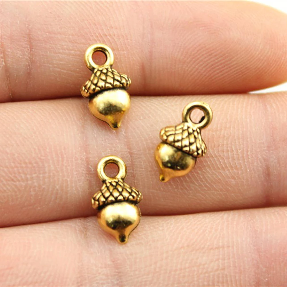 20pcs 13x7mm Charm Acorn 3 Colors 3D Acorn Charms 3D Pine Nuts Acorn Pendant Charms For Jewelry Making