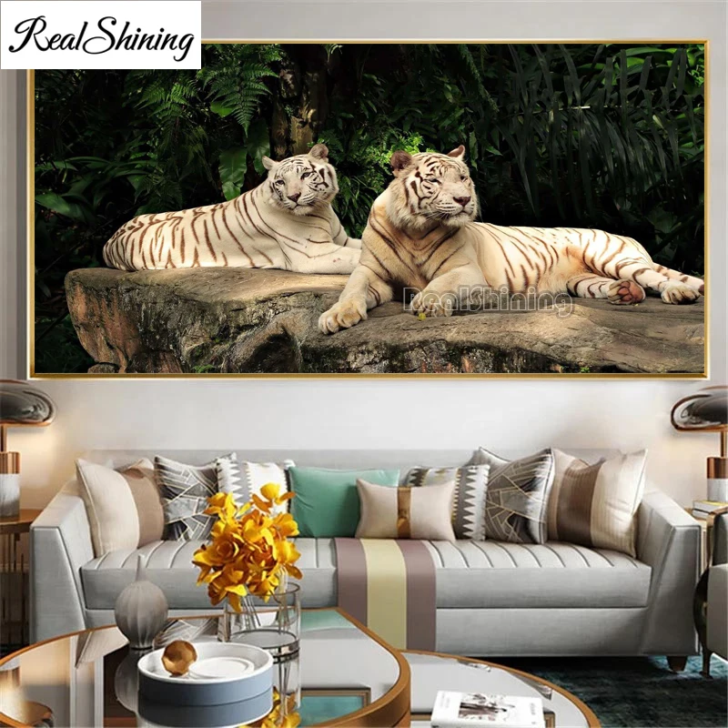 5D Diamond Embroidery Two Wild TIgers Lying Full Square/round Diamond Painting Mosaic Sale animal New Arrivals large size T177