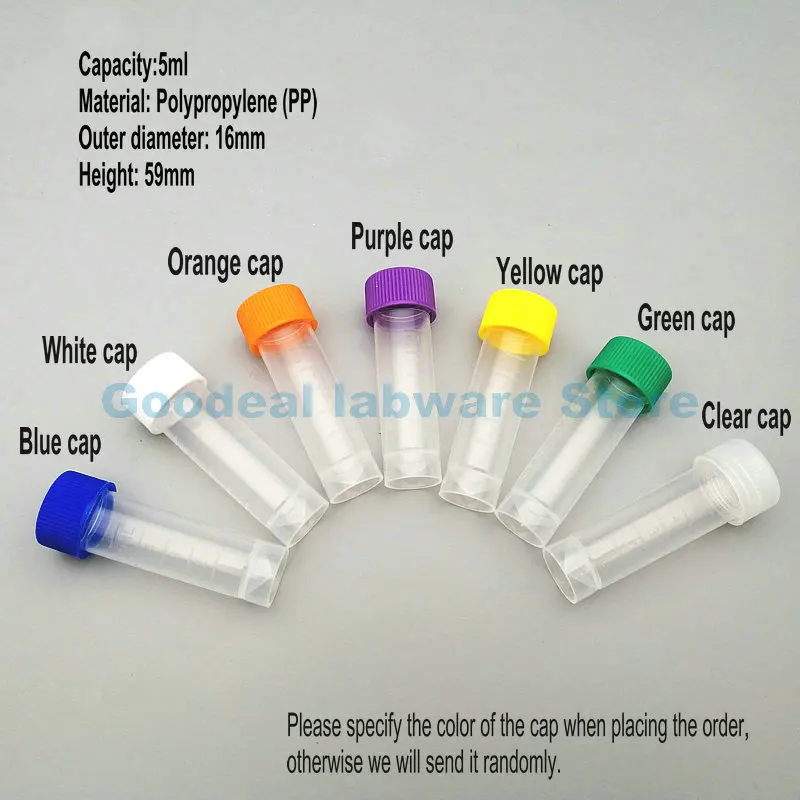 20pcs Lab 5ml Plastic Screw Mouth Freeze Pipe with Leakproof Washer,Transparent Cryovial with Scale,Reagent/Ink Storage Tube