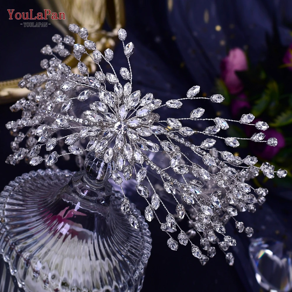 Youlapan hp422 acessórios de cabelo casamento noiva bandana princesa coroa nupcial headpiece cristal luxo strass tiara